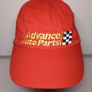 Advance Auto Parts Logo Checkered Flag Red Yellow Strapback Baseball Style Hat